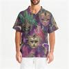 Men's Printing Short Sleeve V-neck Working Blouse Chest Pocket Carer Top