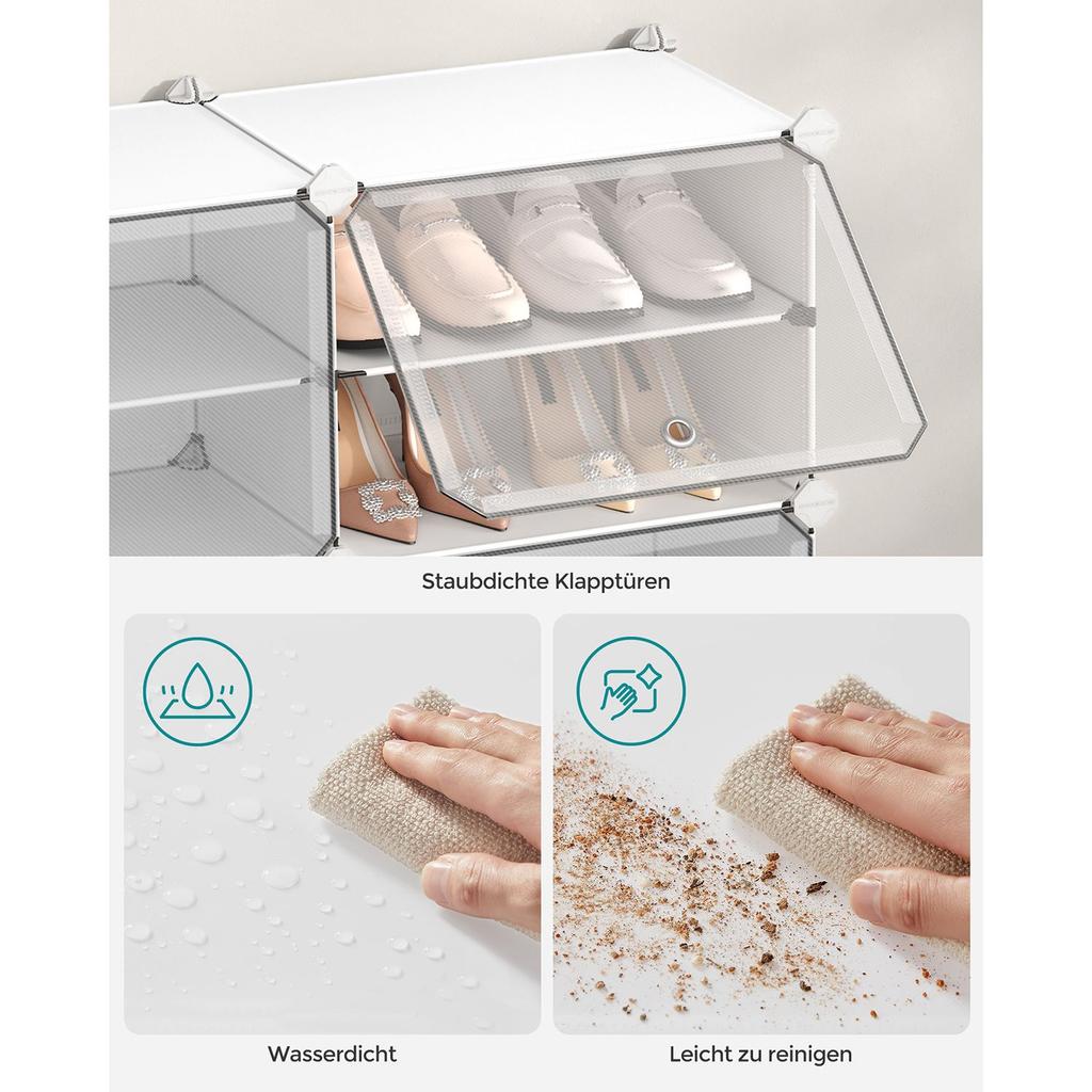 SONGMICS Verriegelbares Schuhregal-Schrank, 6-Fächer Modulare Aufbewahrungs-Organizer-Einheit, 30 x 40 x 30 cm pro Fach, mit Türen, Stahlrahmen