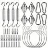 Triangle & Square Sun Shade Sail Accessory Kit with 304 Stainless Steel Diamond Buckle, Spring Hook, Gate Latch, and Wire Rope.
