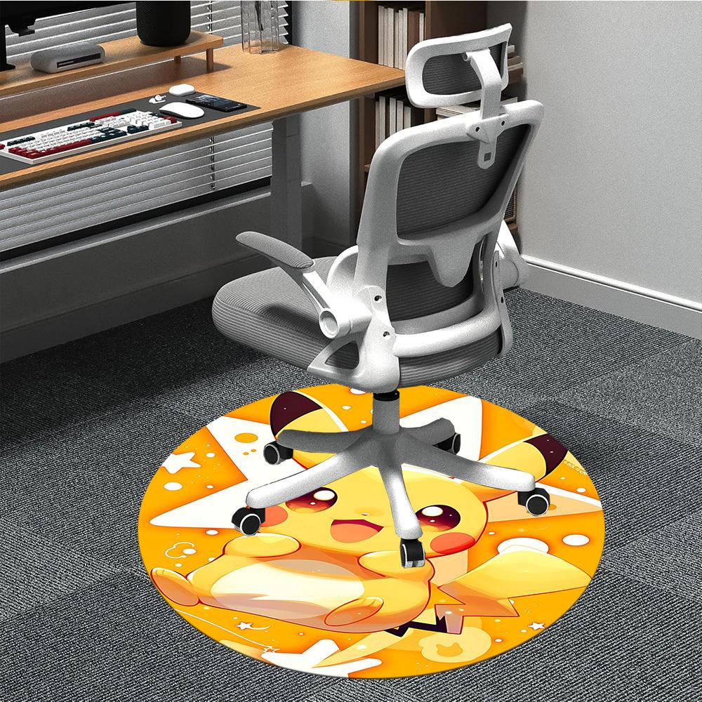

1pc Pikachu Cute Office Round Area Rug, Indoor Mat Suitable For Office, Under Office Chairs Bedroom Living Room Home Decor, Room Deco 80cm