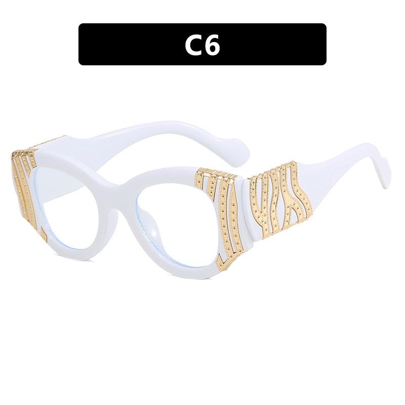 Personalized Heavy Metal Decorative Flat Mirror Anti-Blue Women'S Glasses Frame Catwalk Versatile Gorgeous Glasses Frame