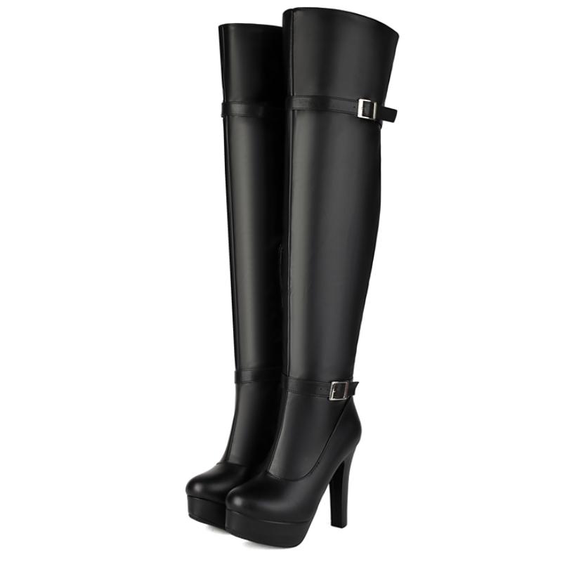 Platform Overknees Boots Women's Super High Heels Over the Knee Boot Black Long Fetish Shoes Lady Large Size 48 2025 Trends