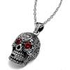 Gotische Hohl-Anhänger-Halskette Augen Rubin Edelstahl Herren Acsergery Silber Geschenk
