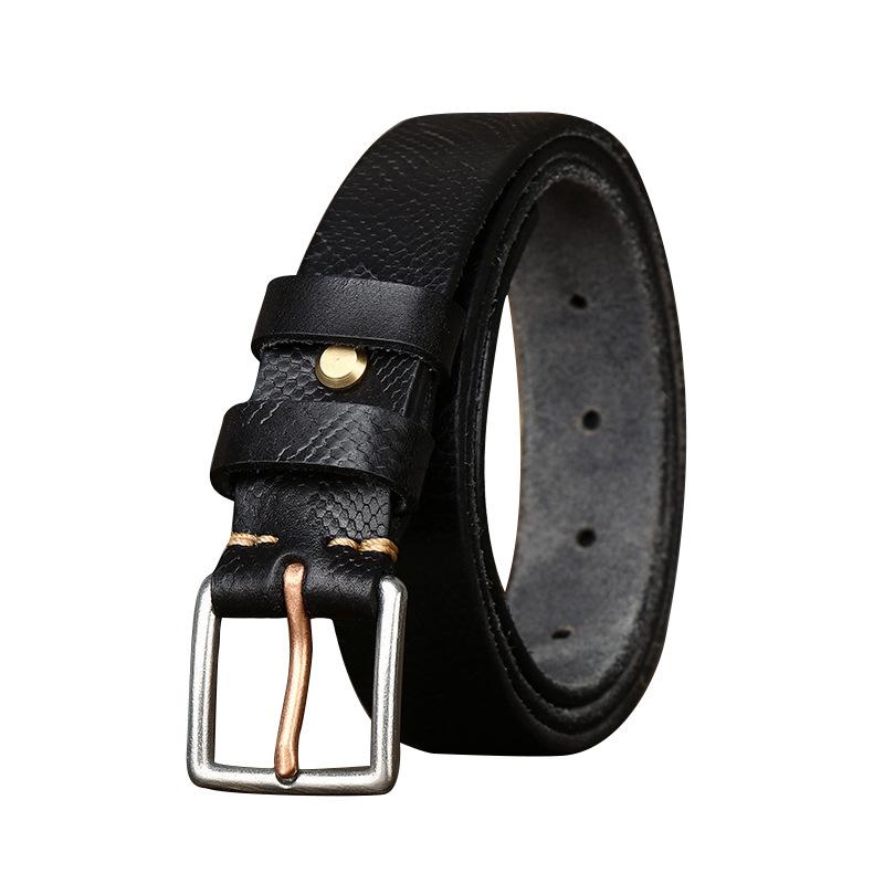 Trend Retro Fashion Snake Pattern Belt Women'S Leather Pin Buckle First Layer Cowhide Steel Buckle Jeans Belt