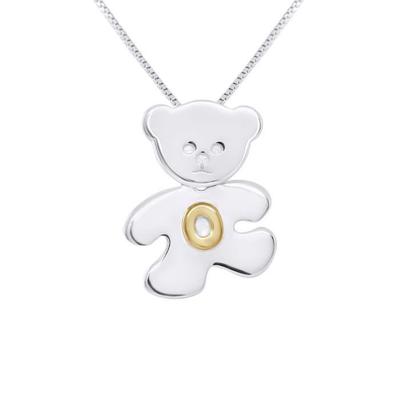 Kinderanhänger - LÉA &; ARTHUR - TEDDYBÄR - Rhodiniertes 925er Silber - Gelbgold plattierter Buchstabe O