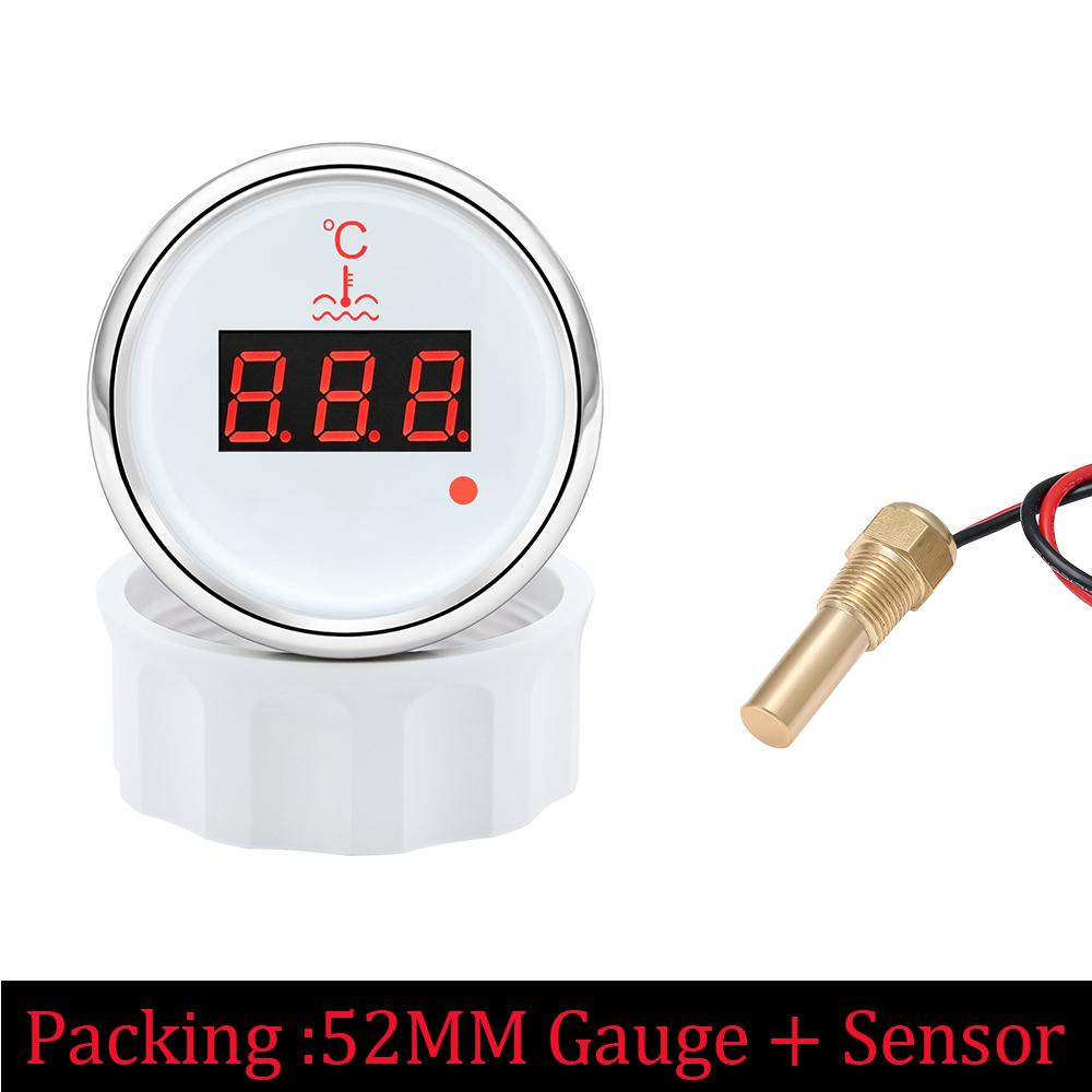 0~120 stopni Celsjusza Wskaźnik Temperatury Wody 52MM Samochodowy Miernik Temperatury Wody Samochodowy Wodoodporny Termometr Wskaźnik z Czujnikiem Wody 1/8 NPT