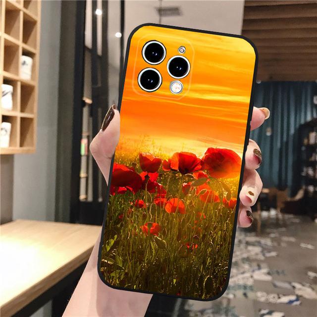 

Чехол для телефона для Iphone 14 Pro Max 13 12 11 Pro Max Xs Xr X 12mini 14 Plus Se Маки Чехол с цветком мака Funda iPhone 12mini