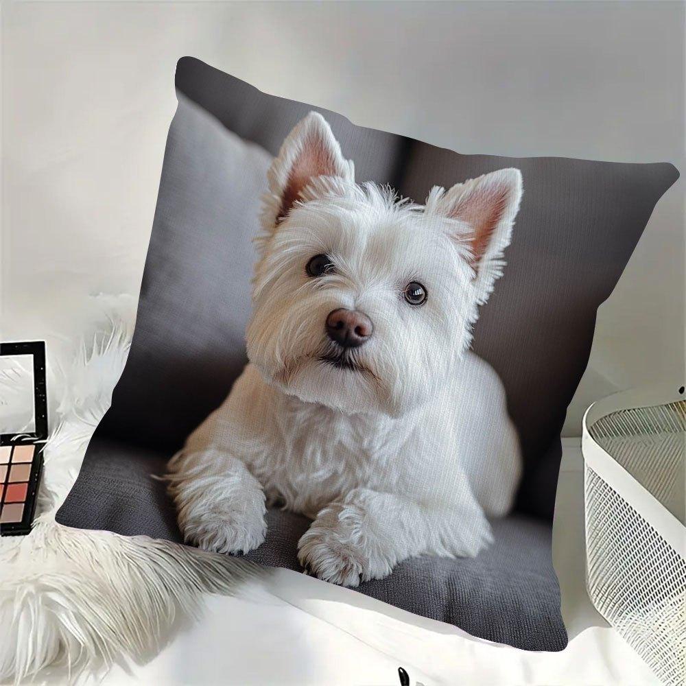 West Highland White Terrier Dekokissenbezug, Verspieltes Hunde-Muster Kissenhülle für Sofa Wohnzimmer Heimdekoration