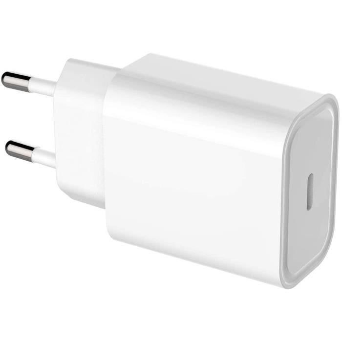 Chargeur adaptateur secteur usb c 20w compatible pour iphone 13 - 13mini - 13pro - 13pro max - 12 - 12mini - 12pro - 12pro max[720]