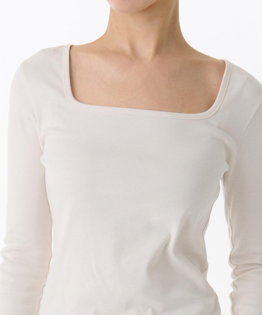 Musinsa Standard Woman Women'S Slim Square Neck Long Sleeve T-Shirt [Cream]