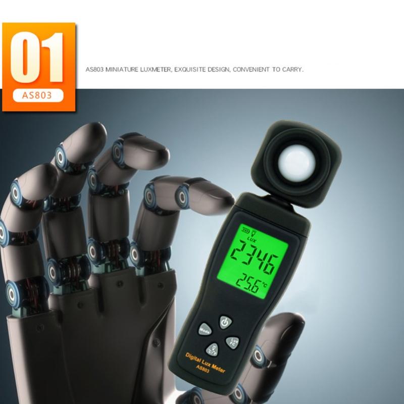 AS803 Luxmeter Digital Light Meter for Lux Meter Photometer Radiometer LCD Handheld for Led Garden Grow Lights Aquarium