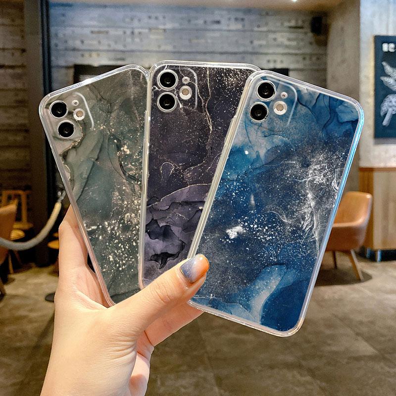 Clear Case For Apple iPhone 13 Pro 11 14 12  7 8 Plus SE 2022 XR X XS Max 6 6S Silicone Phone Cover Marble Pattern