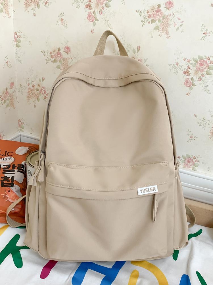 Large Capacity Backpack Female Backpack College Student Junior High School Student High School Bag Solid Color Simple Japanese Travel Bag