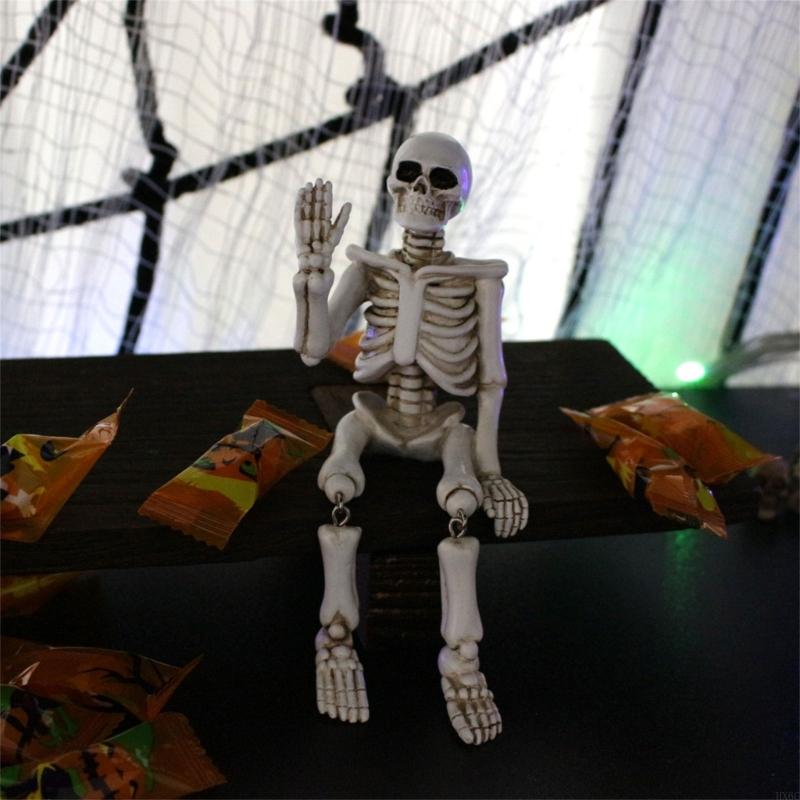 Realistic Waving Skeleton Miniature Sculpture Resin Halloween Decoration Ornament For Home Office Party Display HX6C