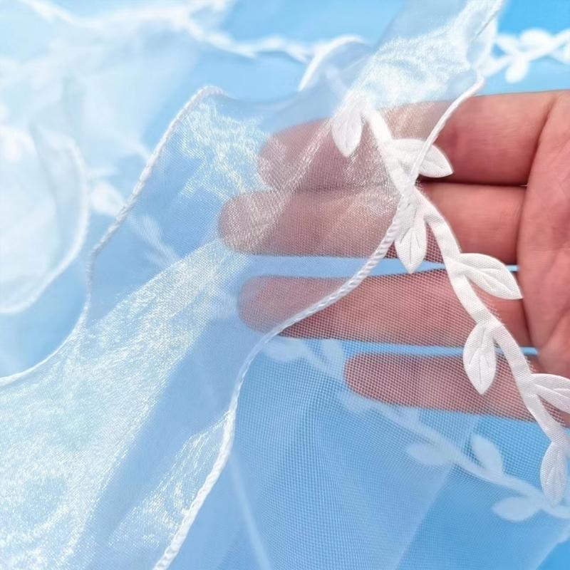 Wedding Tulle Bridal Layered Veil with Vine Trim&Bowknot Elegance Bride Supplies