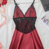 European and American New Sexy Suspenders Solid Color Perspective Lace Nightgown Flirting Hot Temptation