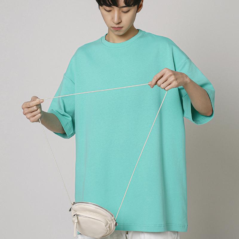 

IELGY однотонная свободная футболка с короткими рукавами, базовая мужская футболка XXL синий/белый