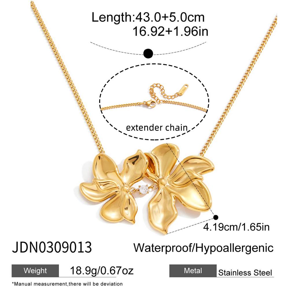 Youthway Delicate Flower Zircon Pendant Necklace For Women Gold Plated Stainless Steel Necklace Simple Fashion Jewelry Gift