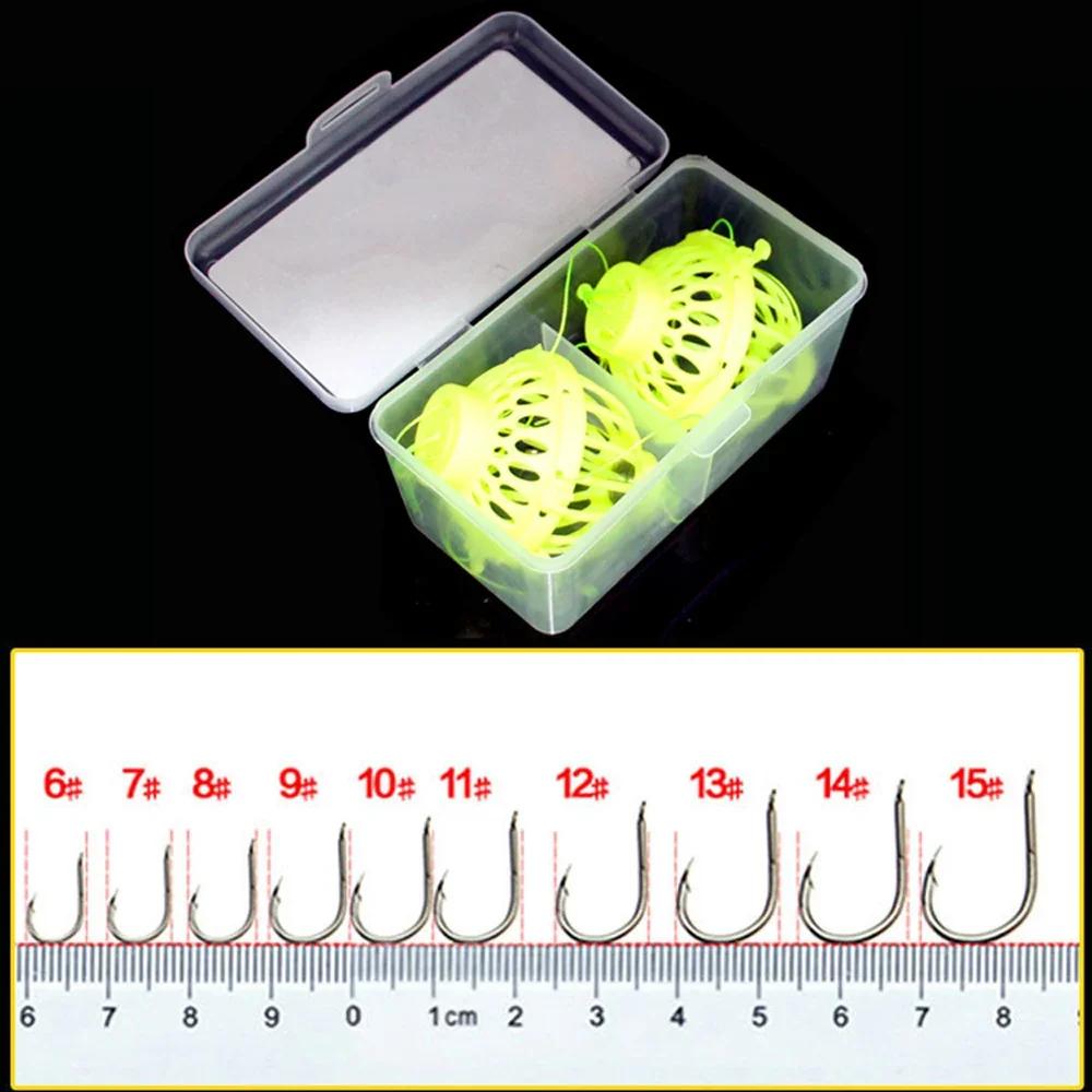 

2Pcs/set Carp Fishing Explosion Bait Feeder Cage String Hooks Line Group High Carbon Steel Fishhook Holder Accessories with Box 260319 12#