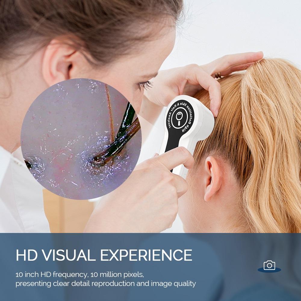 10 inch HD Display Professional Skin Analyzer 50X/200X Magnifying Pore Magnifier Hair Follicle Scalp Detector Skin Test Device
