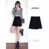 Women's High Waist Slimming Black A-line Mini Skirt with Slit - Spring, Autumn, Winter 2024