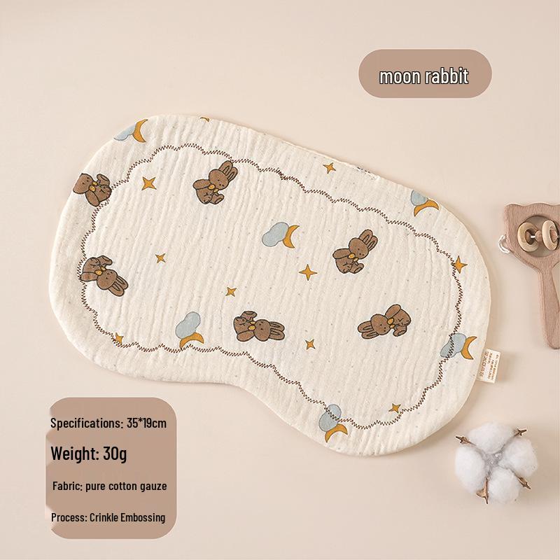 Cloud-Shaped Newborn Pillow, Ten-Layer Cotton Gauze, Baby Flat Pillow and Burp Cloth, Customizable Logo