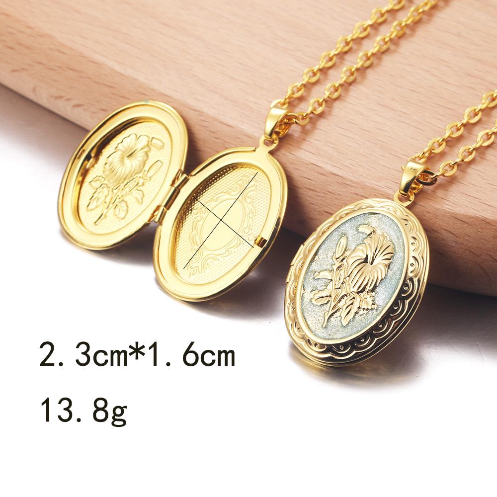 Golden Locket Pendant Mood Necklace Emotion Women Men Lovers Photo Frame Box Choker Necklaces Fashion Love Enamel Jewelry