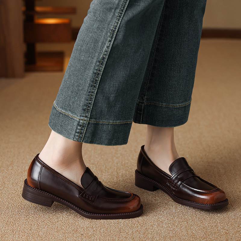 Krazing Pot Cow Skin Round Toe Size 42 Loafers Med Heels Slip On Gladiator Gladiator Autumn Pumps