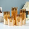 LED Tea-Colored Glass Candle Set with Remote Control and Simulated Flame