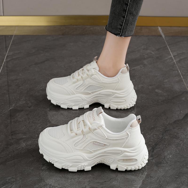 

Women s Platform Chunky Sneakers Breathable Mesh Casual Shoes Non-slip Height Increasing Dad Shoes 40 хакі