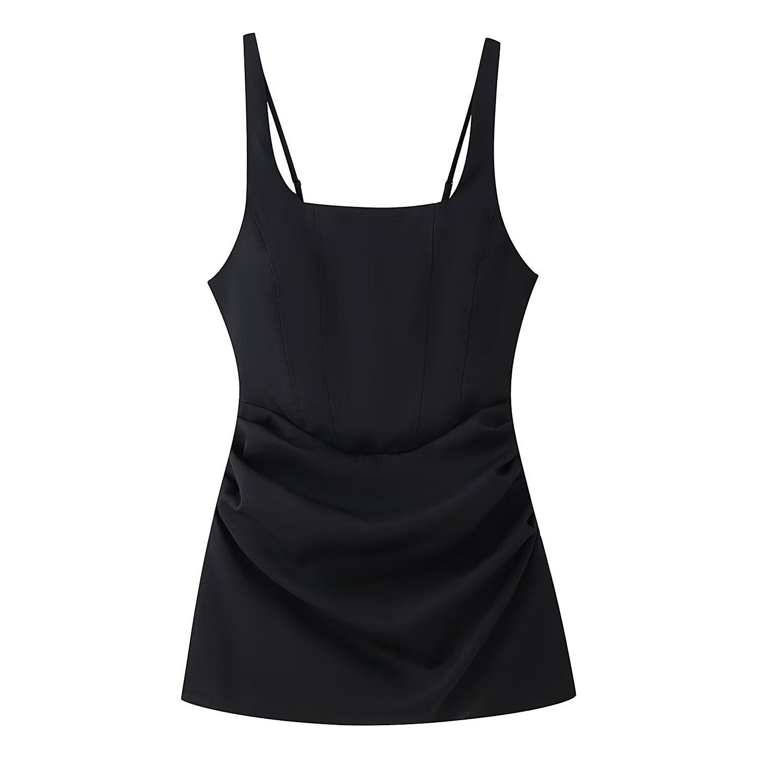 European & American Women s Fashion Slimming Three-Color Camisole Dress S чёрный