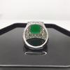 HuiSept 925 Silver Ring Jewelry for Men Geometric Shape Emerald Gemstone Rings Ornaments for Wedding Anniversary Gifts Resizable