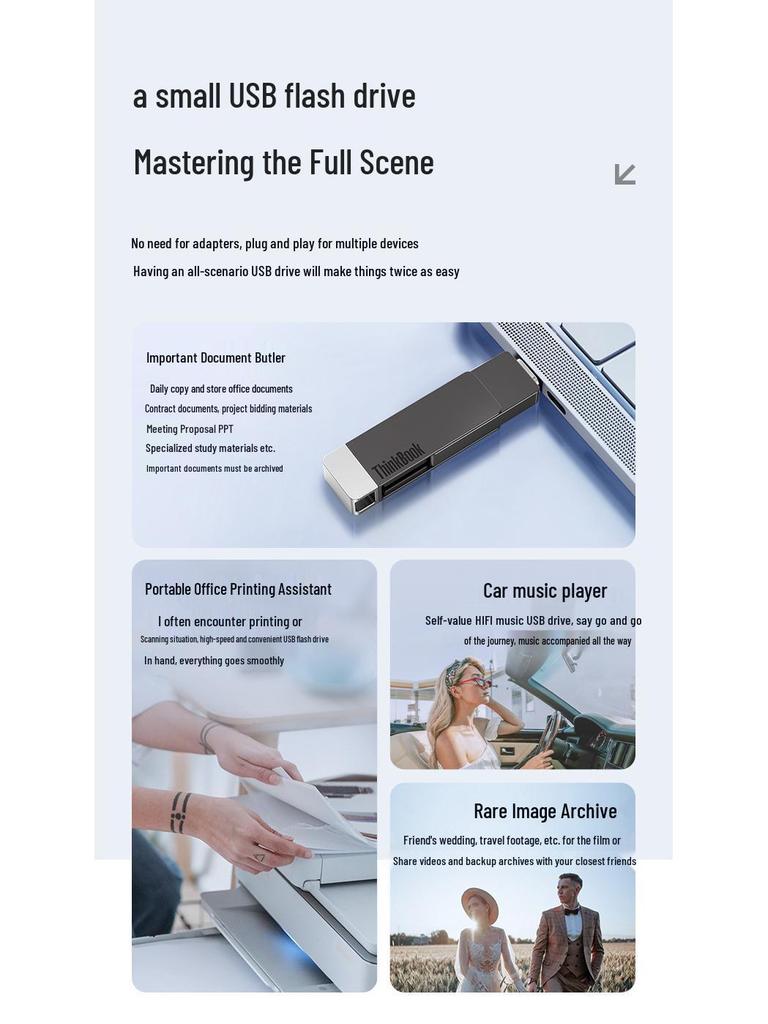 Lenovo BU100 Dual-Interface 64GB Typ-C USB-Flash-Laufwerk für Mobilgeräte und Computer