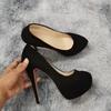 Frauen Plattform Sexy Pumps Stilettos 14cm High Heels Weibliche Slingback Flache Runde Zehen Nachtclub Party Kleid Rot Hochzeit Schuhe