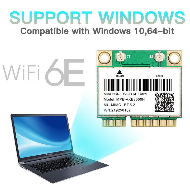 Mini PCI-E WiFi 6E Card MPE-AXE3000H - Tri-Band 802.11AX, BT5.2 Wireless Adapter for PC