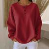 Women's Long Sleeve V-Neck Button Detail Waffle Knit Top