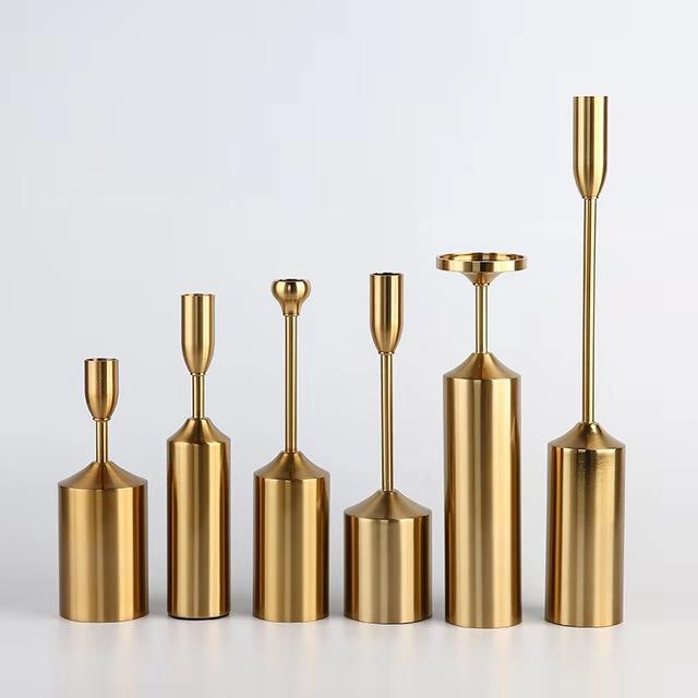 Home Decor Luxury Golden Metal Brass Table Candle Holders