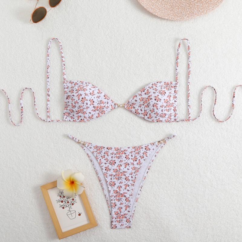 Leopard-print Sexy Bikini Suspender Swimsuit Women's High-class Beach Hot