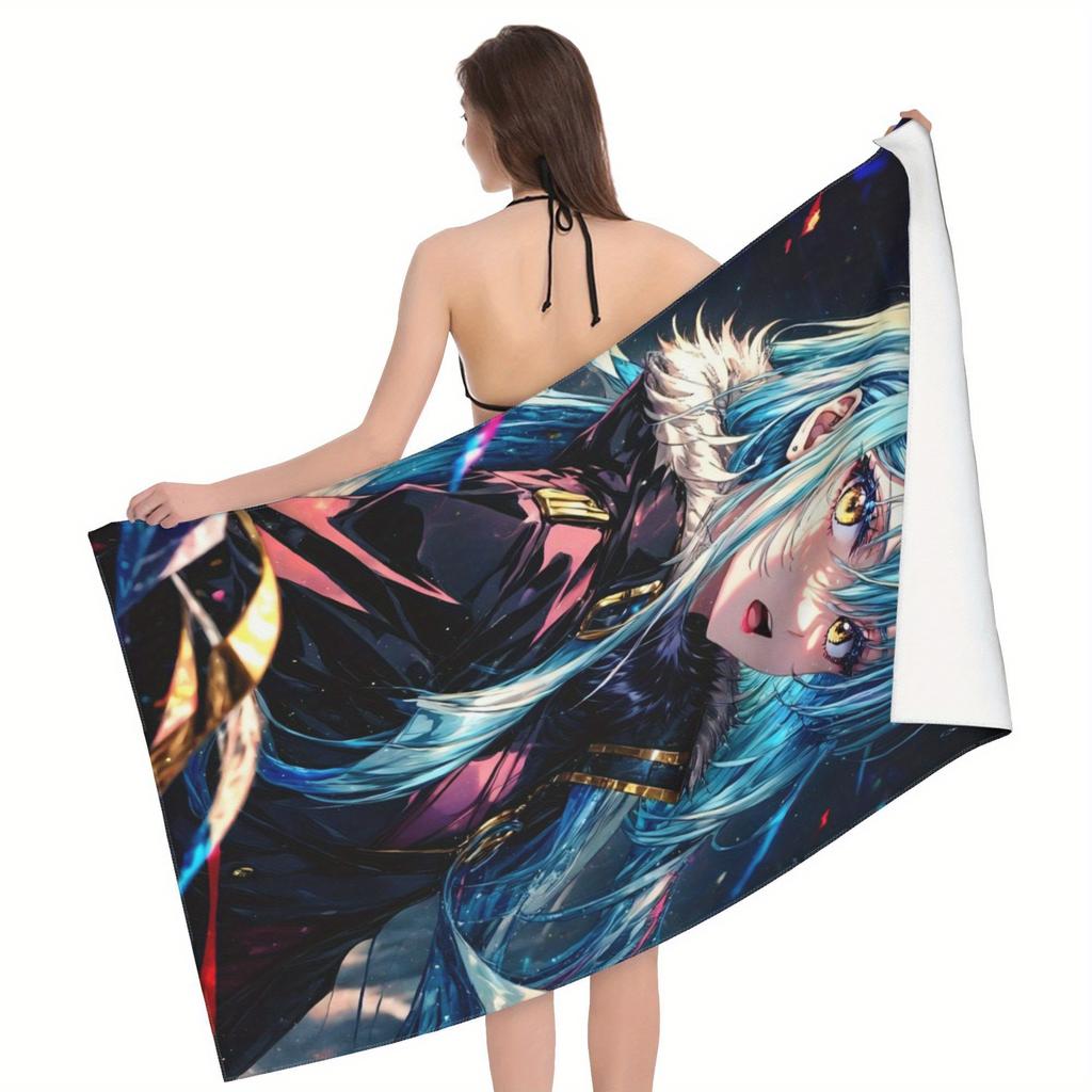 Galactic Anime Warrior Girl Bath Towel - Soft, Super Absorbent & Unique Design for Everyday Use & Perfect Gift for Anime Fans