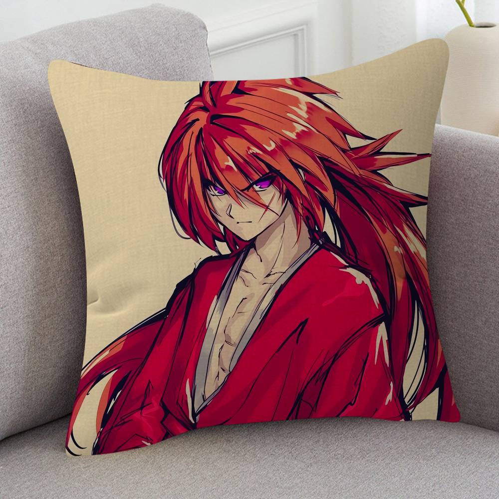 Anime Rurouni Kenshin Cartoon Series Square Pillowcase Soft Waist Sofa Cushion Cover Bedroom Room Pillowcase