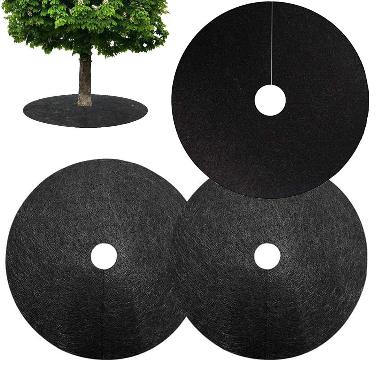 

4 pieces of 20.5-inch non-woven fabric tree cover rings, tree protection pads, reusable tree weed mats, round fabric tree root weed barrier mats 20.5"
