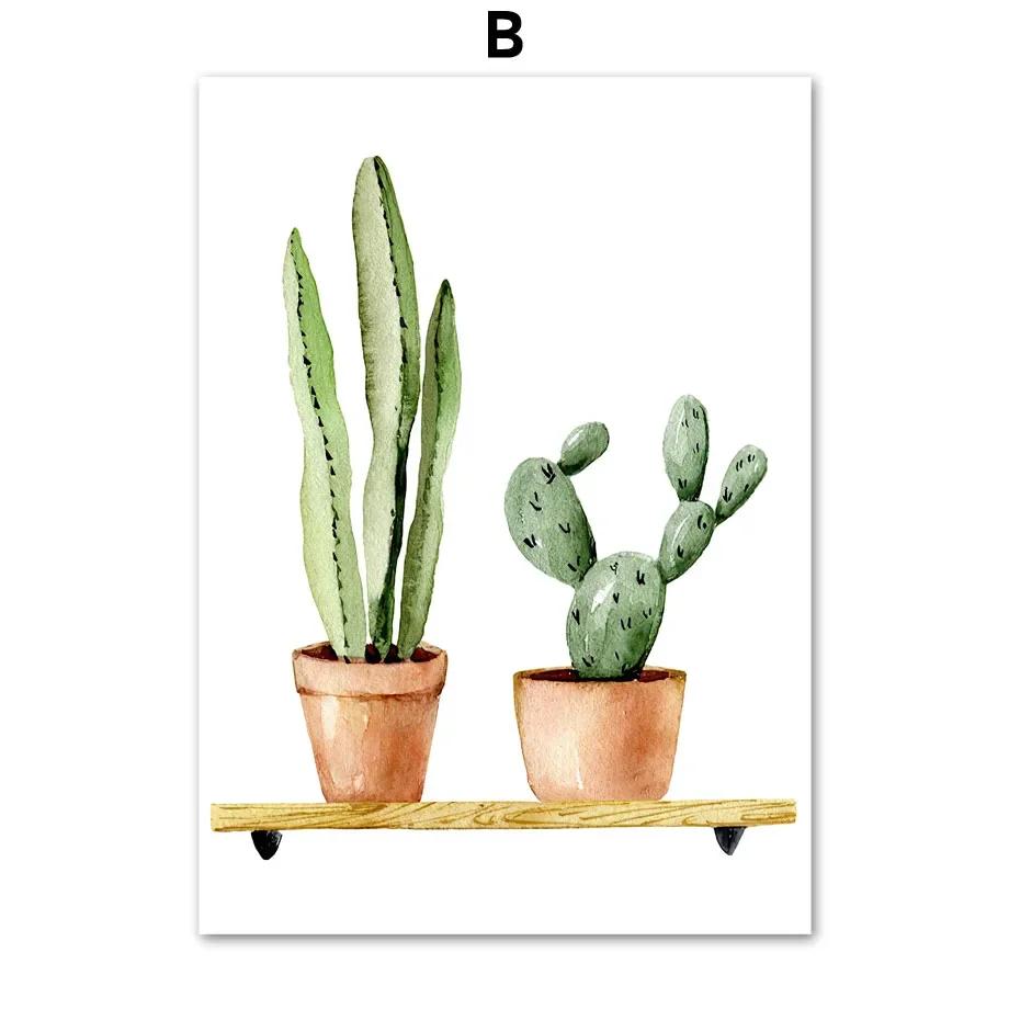 Cactus Tigre Pilan Monstera Piante Verdi Arte Murale Poster Nordici Pittura su Tela E Stampe Immagini da Parete Per Arredamento Soggiorno