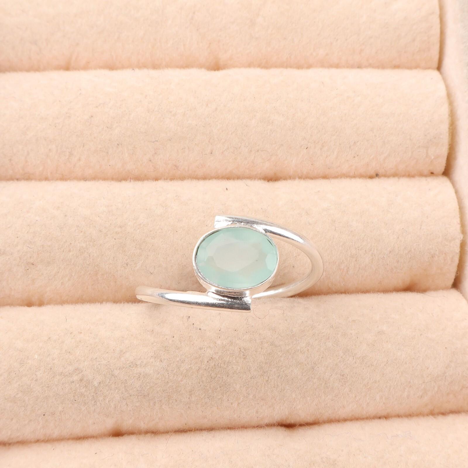 

Женский подарок Аквахалцедон Драгоценный камень 925 Стерлинговое серебро Ювелирные изделия Ручной работы Кольцо RR-31-10 7.25