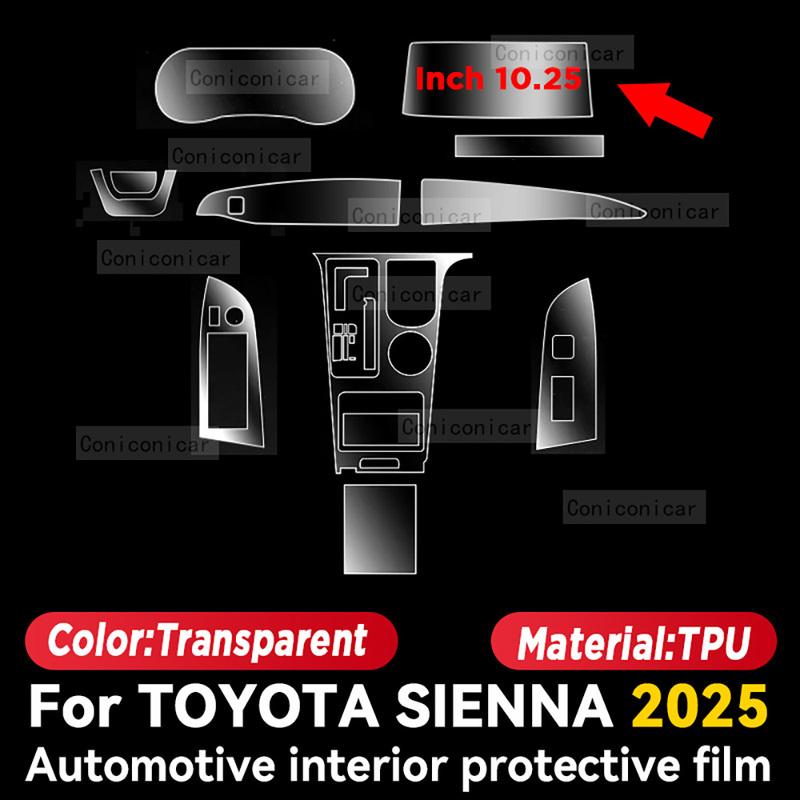 Für TOYOTA SIENNA 2025 Auto-Innenraumschutz Kratzfestes TPU-Folie Instrumenten-Mittelkonsolen-Navigationszubehör