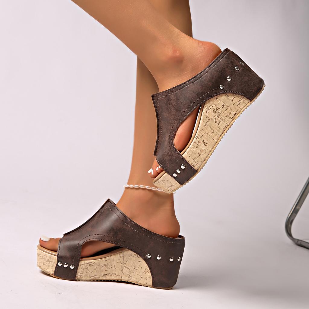 Fashion Women Summer Retro Peep Toe Wedges Casual Slippers Slides Women Retro Women Slippers Roman Open Fashiopn Toe Platform Sandals