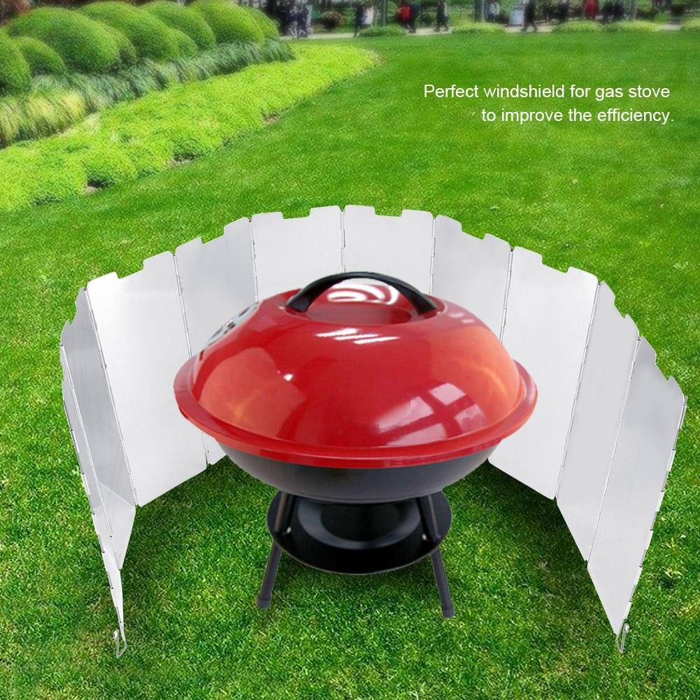 10pcs Foldable Burner Windshield for Outdoor Camping Picnic BBQ Cooking Gas Stove
