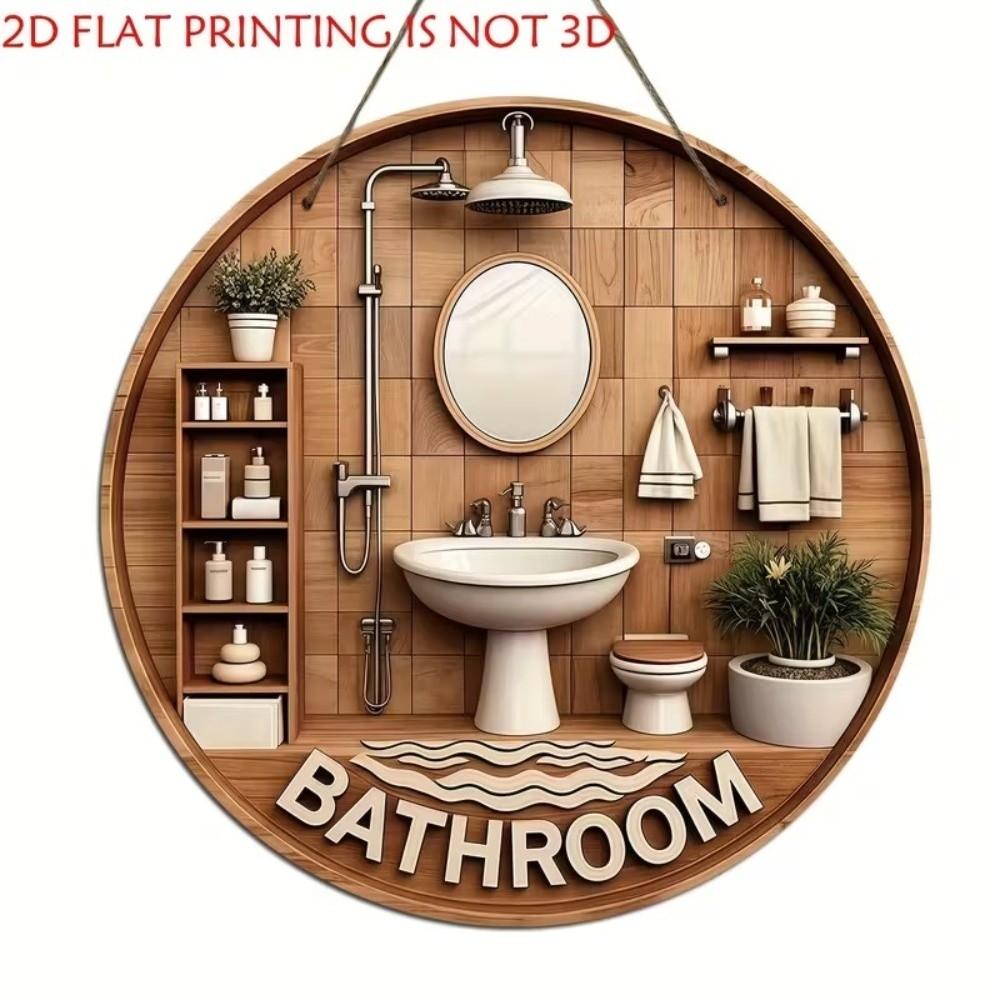 Wall Art Sign Circle Decor Plaque Hanging Pendant Toilet Decor Plate Home Decor
