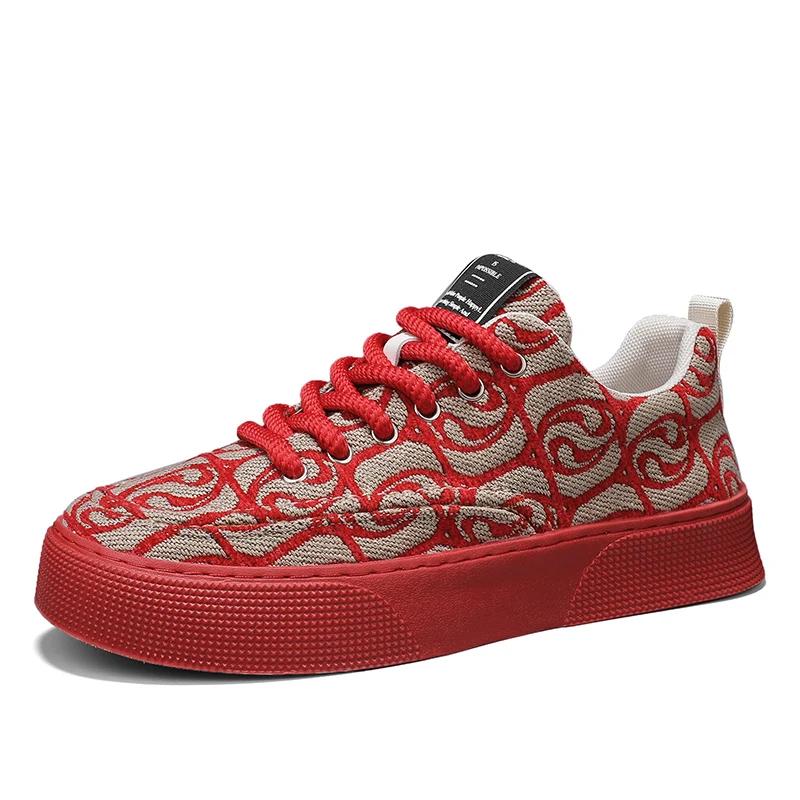 FashionDesigner Green Canvas Shoes Men Fashion Print Mens Vulcanized Sneakers Breathable Platform Sports Skateboard Shoes For Men 2024