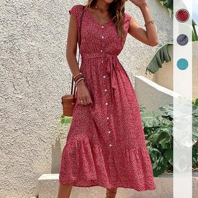 Women's Stylish Clothing Holiday Print Short Sleeve Dress Beach Vacation Casual Dresses