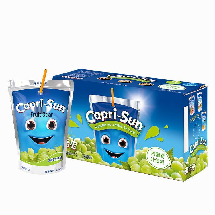 Imported 200ML Fruit Juice Packs (10 Bags) - Children's Healthy Drink with Orange & Grape Flavors, Rich in Vitamin C.